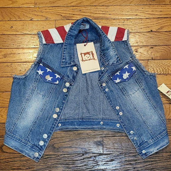 lei Jackets & Blazers - Flag Jean Vest